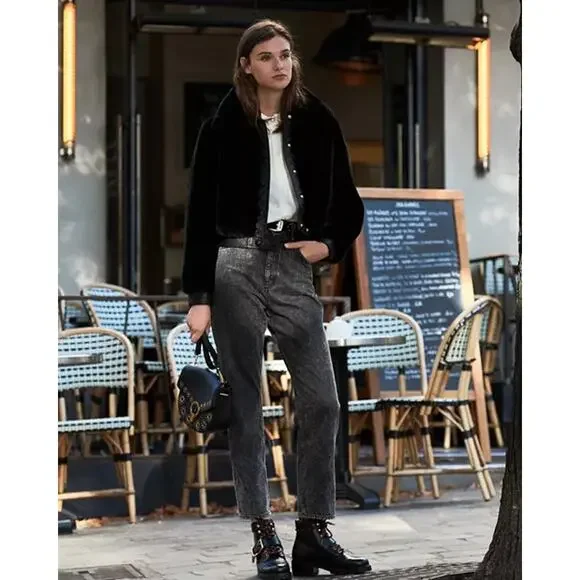 Sandro Fauny Faux Leather Leather Jacket Black - Picture 4 of 12